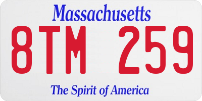 MA license plate 8TM259