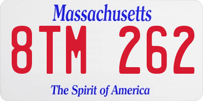 MA license plate 8TM262