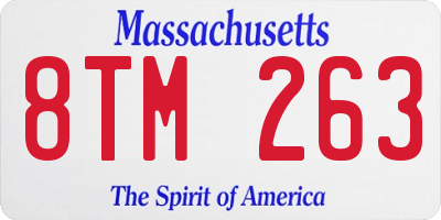 MA license plate 8TM263