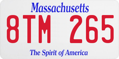 MA license plate 8TM265