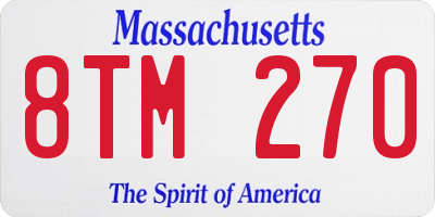 MA license plate 8TM270
