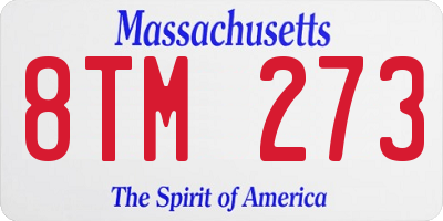 MA license plate 8TM273