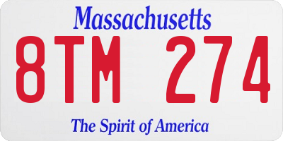 MA license plate 8TM274