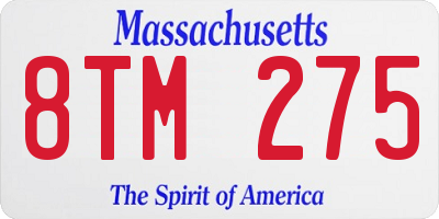 MA license plate 8TM275