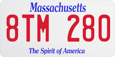 MA license plate 8TM280