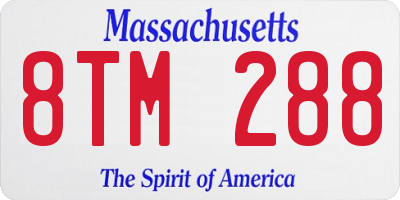 MA license plate 8TM288