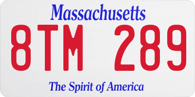 MA license plate 8TM289