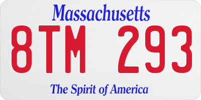 MA license plate 8TM293