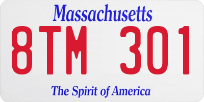 MA license plate 8TM301