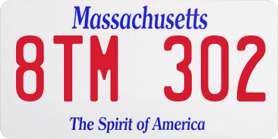 MA license plate 8TM302