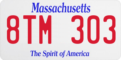 MA license plate 8TM303