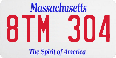 MA license plate 8TM304