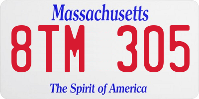 MA license plate 8TM305