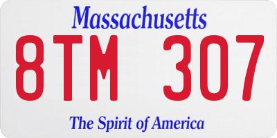 MA license plate 8TM307