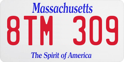 MA license plate 8TM309