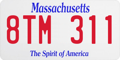 MA license plate 8TM311