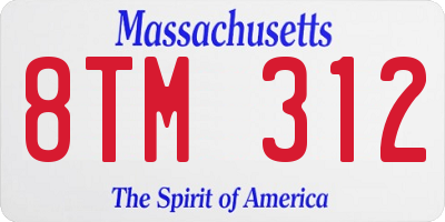 MA license plate 8TM312