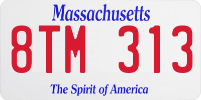 MA license plate 8TM313