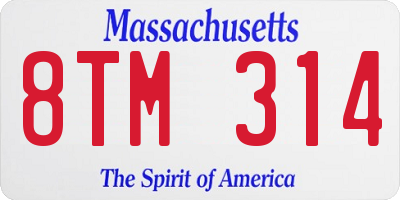 MA license plate 8TM314
