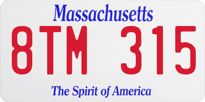 MA license plate 8TM315