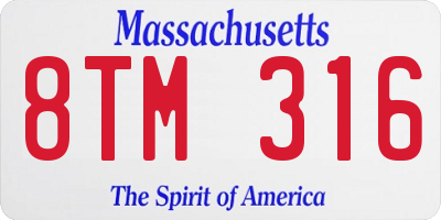 MA license plate 8TM316