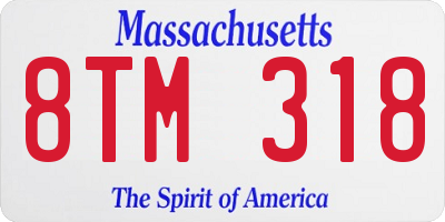 MA license plate 8TM318