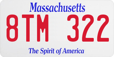 MA license plate 8TM322