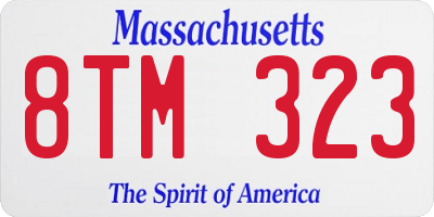 MA license plate 8TM323