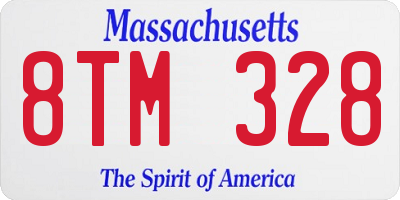 MA license plate 8TM328