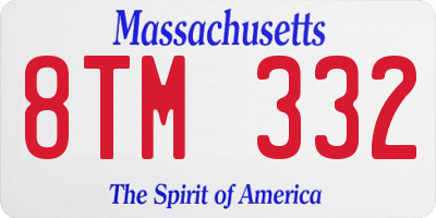 MA license plate 8TM332