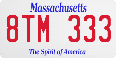 MA license plate 8TM333