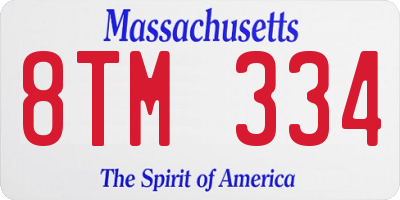 MA license plate 8TM334