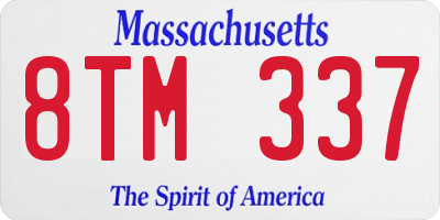 MA license plate 8TM337