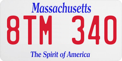 MA license plate 8TM340