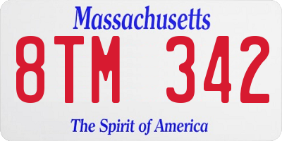 MA license plate 8TM342