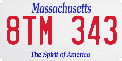 MA license plate 8TM343