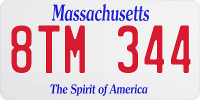 MA license plate 8TM344