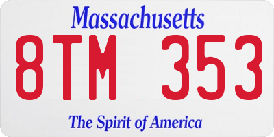 MA license plate 8TM353