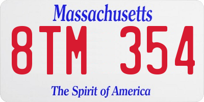 MA license plate 8TM354