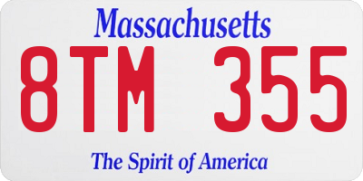 MA license plate 8TM355