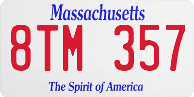 MA license plate 8TM357
