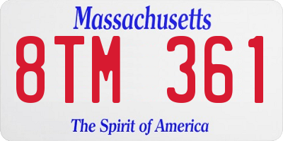 MA license plate 8TM361