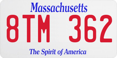 MA license plate 8TM362