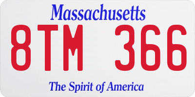 MA license plate 8TM366