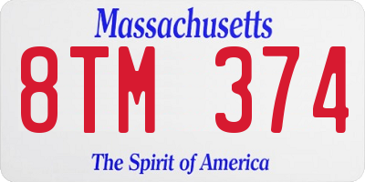 MA license plate 8TM374