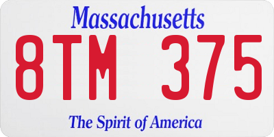 MA license plate 8TM375