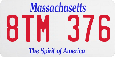 MA license plate 8TM376