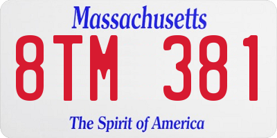 MA license plate 8TM381
