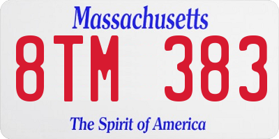 MA license plate 8TM383