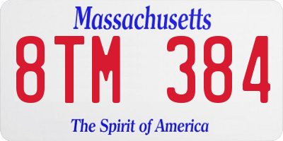 MA license plate 8TM384